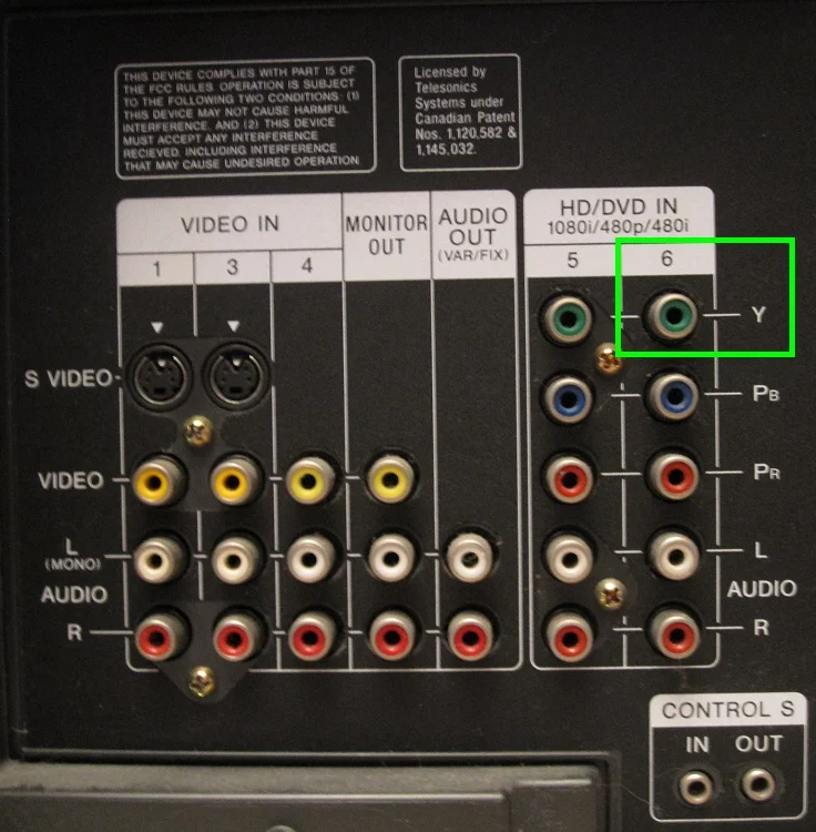 CRT TV back panel inputs composite S-Video SCART